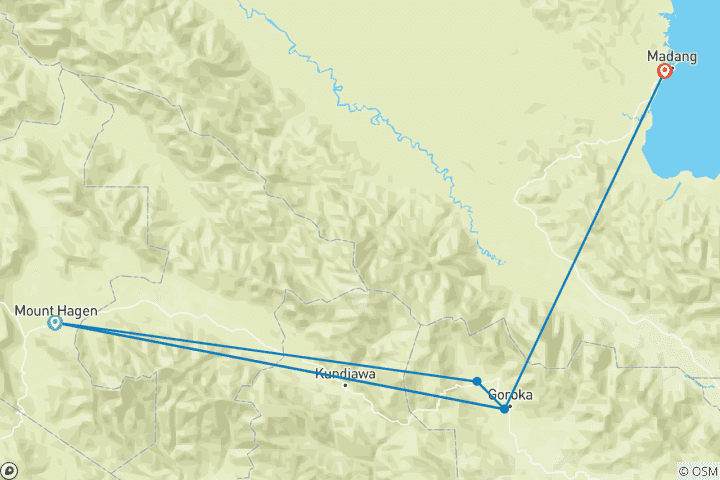 Mapa de Monte Hagen a Madang - Circuito Privado