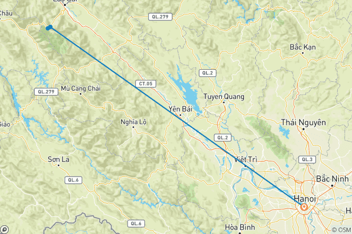 Carte du circuit Sapa Trekking 3D2N avec 2 nuits à l'hôtel