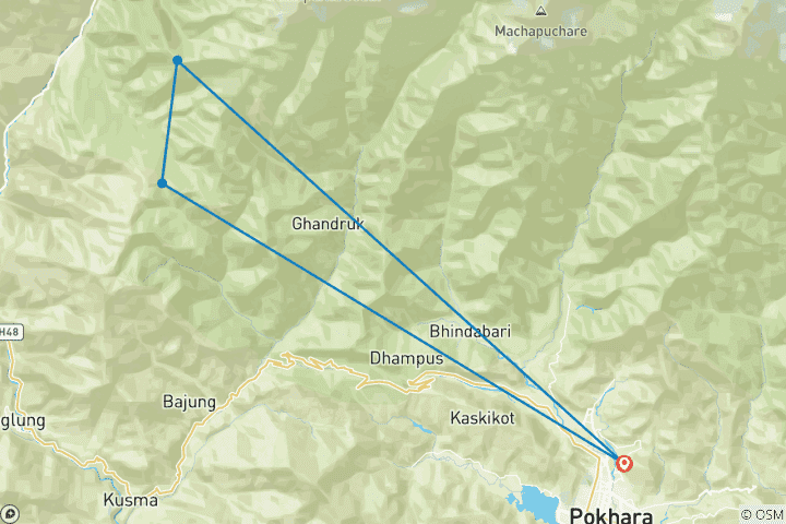 Kaart van Khopra Danda Trek 6 dagen