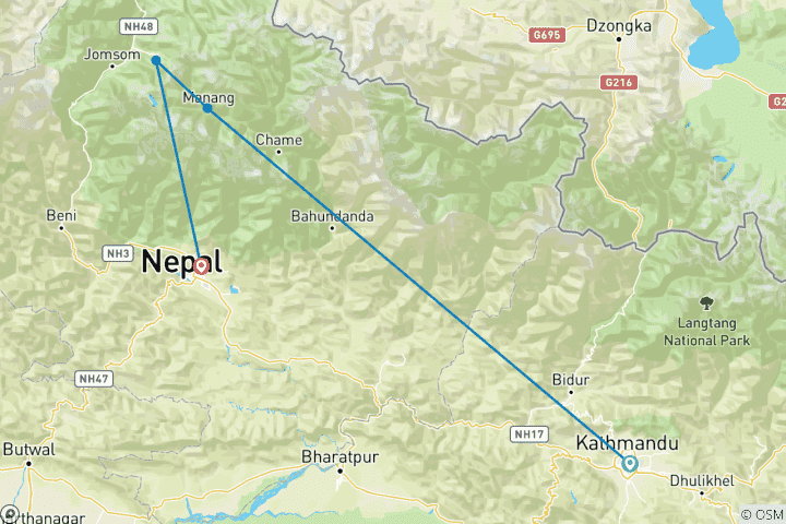 Mapa de Circuito del Annapurna 4 días