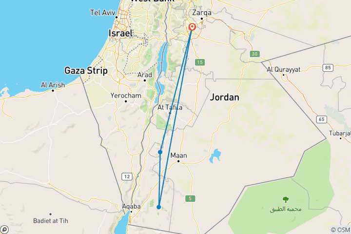 Carte du circuit La Jordanie découverte - hiver, 6 jours