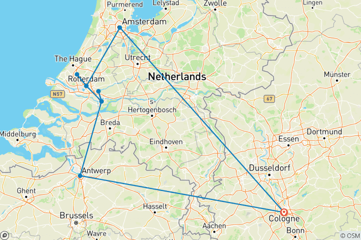 Map of The Netherlands: Rhine River by bike & boat