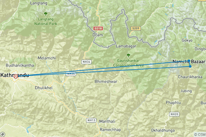 Map of Short Everest Base Camp Trek 7 Days