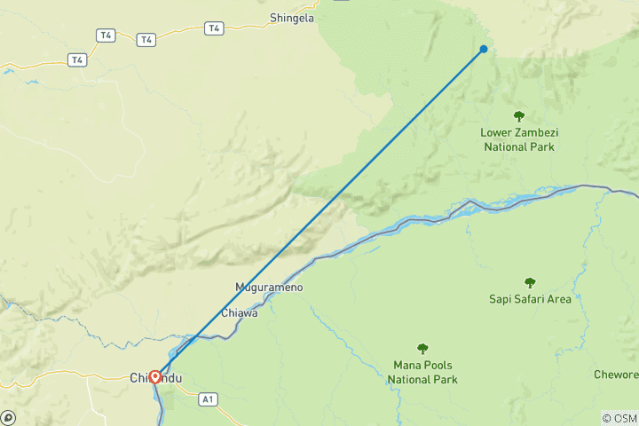 Map of 5-Days Ultimate Mobile Safari in Mana Pools