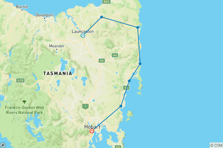 Carte du circuit Hobart, Tasmanie ~ St. Patricks Day ~ *ROAD CYCLE* guidé