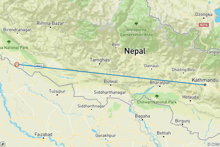 Map of Tiger Tracking Tour in Bardia National Park