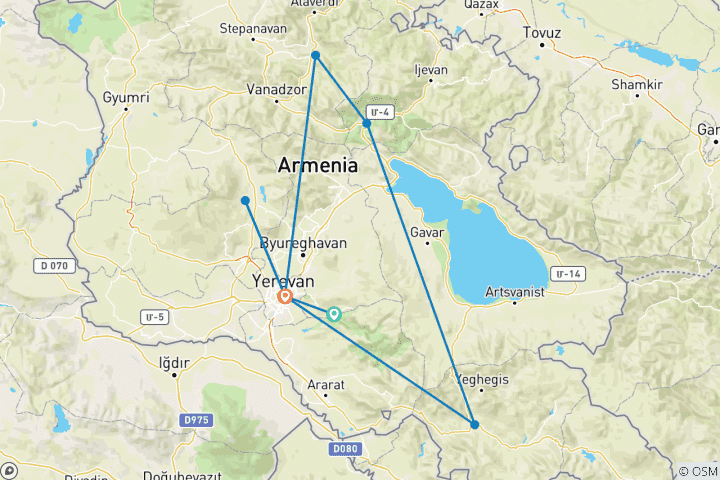 Carte du circuit Trek en Arménie