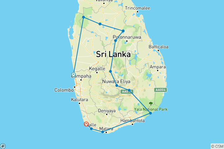 Map of Sri Lanka Untouched Wildlife
