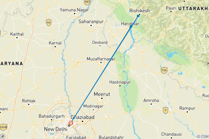 Map of 03-Day Spiritual Tour of Delhi, Haridwar, and Rishikesh!!