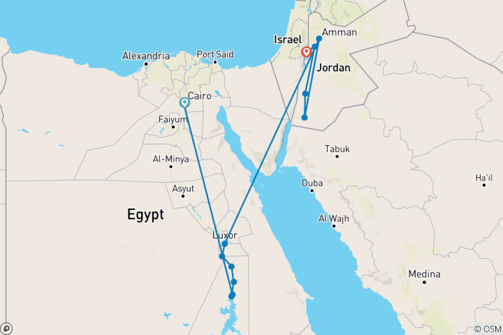 Carte du circuit Voyage en Égypte et en Jordanie (du Caire à la mer Morte) (2024)