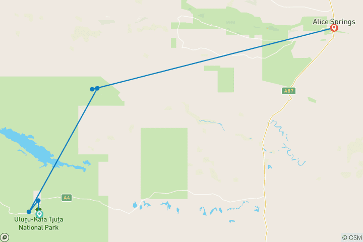 Map of 3 Day Uluru Red Centre Kings Canyon (Camping) - from Ayers Rock