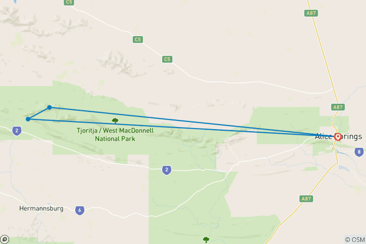 Carte du circuit Circuit dans la chaîne des West MacDonnell Ranges (Tjoritja) et dans le gouffre de Standley