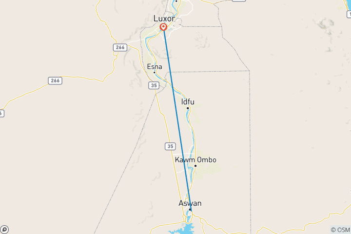 Mapa de Circuito por Asuán, Luxor y el Paraíso