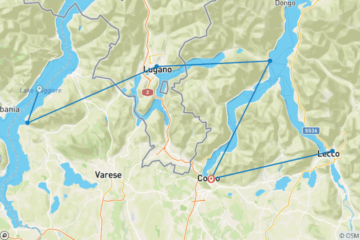 Map of Cycling Italy's Lakes District