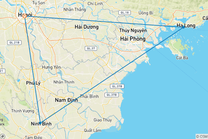 Karte von 4 Tage 5-Sterne-Kreuzfahrt Hanoi - Ninh Binh - Halong Bucht - Lan Ha Bucht