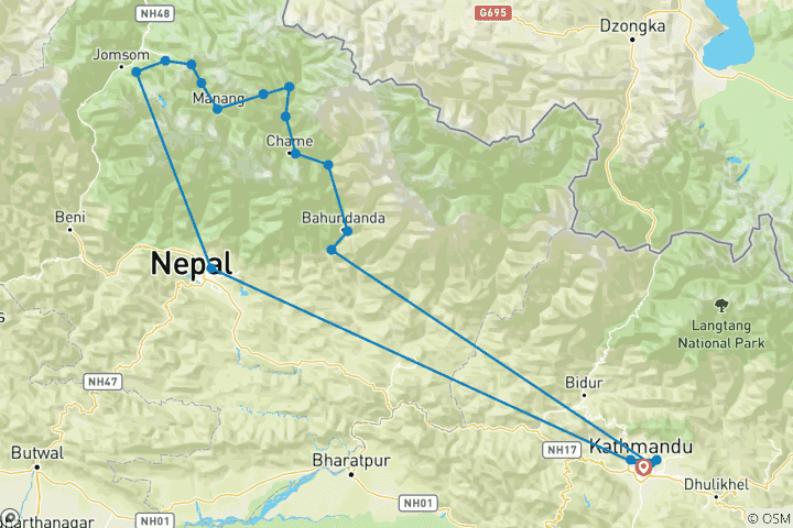 Mapa de Senderismo por el Valle de Nar Phu