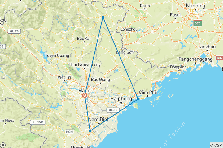 Karte von Nordvietnam Rundreise - 8 Tage