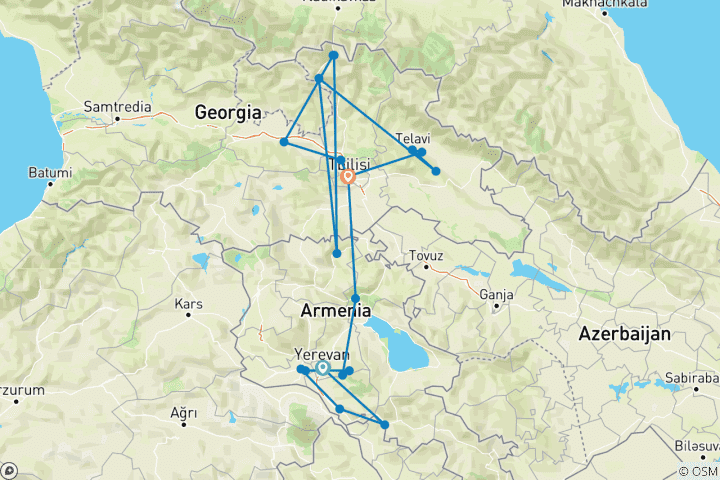 Karte von Kleingruppen-Rundreise Armenien & Georgien