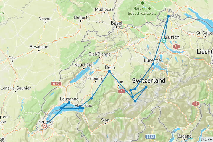 Carte du circuit Miracle suisse