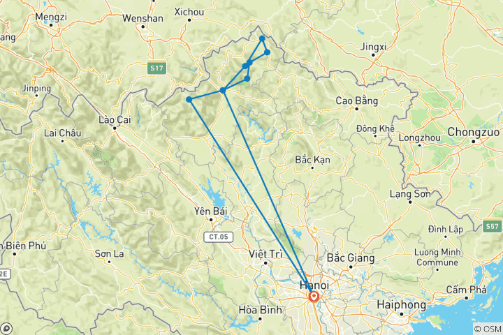 Carte du circuit Le Nord du Vietnam en vélo : Boucle de Ha Giang