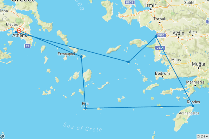 Kaart van GRIEKENLAND PER CRUISE - HET MAJESTUEUZE LAND VAN DE OLYMPISCHE GODEN