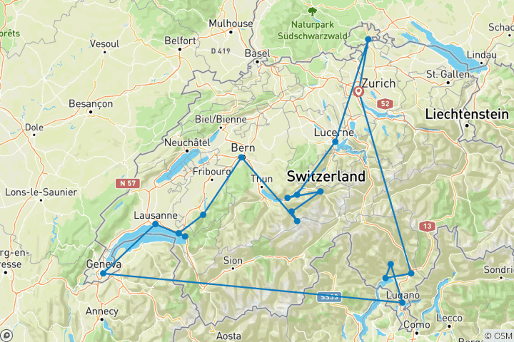 Carte du circuit Suisse Tout-en-un