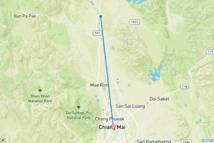 Mapa de Escapada independiente a Chiang Mai (3 destinos)