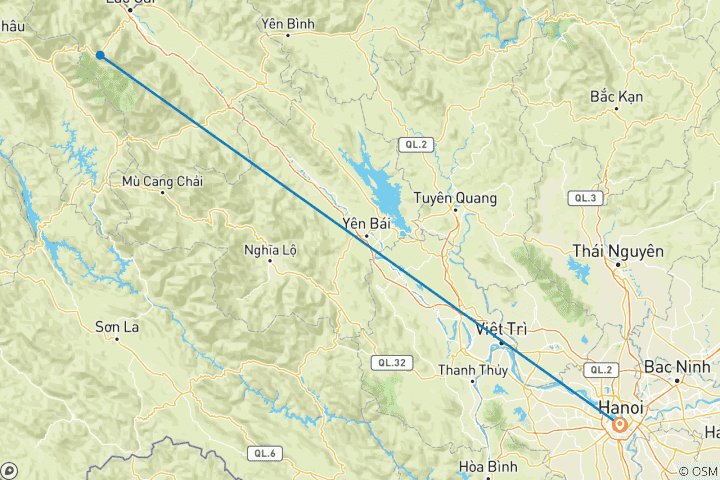 Carte du circuit De Hanoi-Sapa 3d2n Trekking Hotel + Bungalow Avec Guide Local