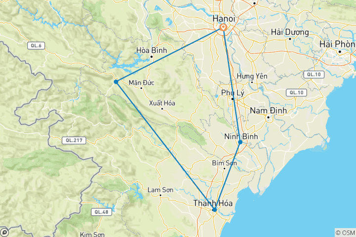 Carte du circuit Circuit cycliste dans le nord du Vietnam : De Mai Chau à Pu Luong