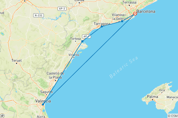 Carte du circuit Cyclisme sur la côte méditerranéenne en Espagne