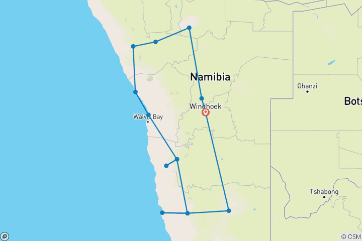 Map of Classic Namibia 12 Days DEPARTING SATURDAYS **Sustainable Approach to Travel