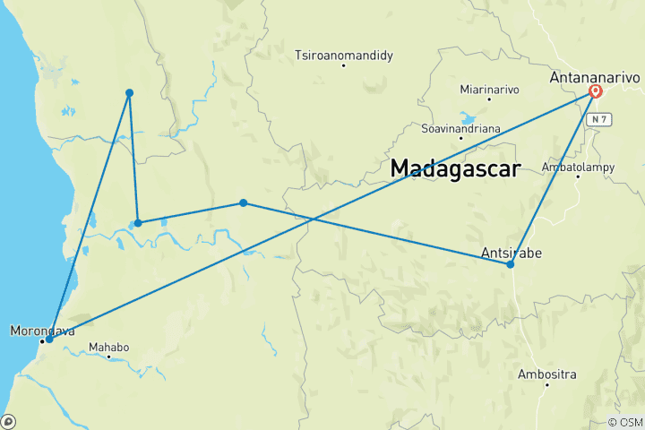 Carte du circuit Excursion sur la rivière Tsiribihina