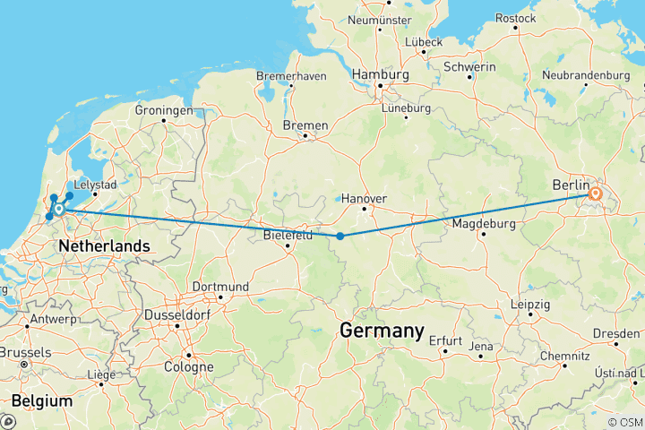 Carte du circuit DE LA CAMPAGNE NÉERLANDAISE AUX BOULEVARDS ANIMÉS DE BERLIN