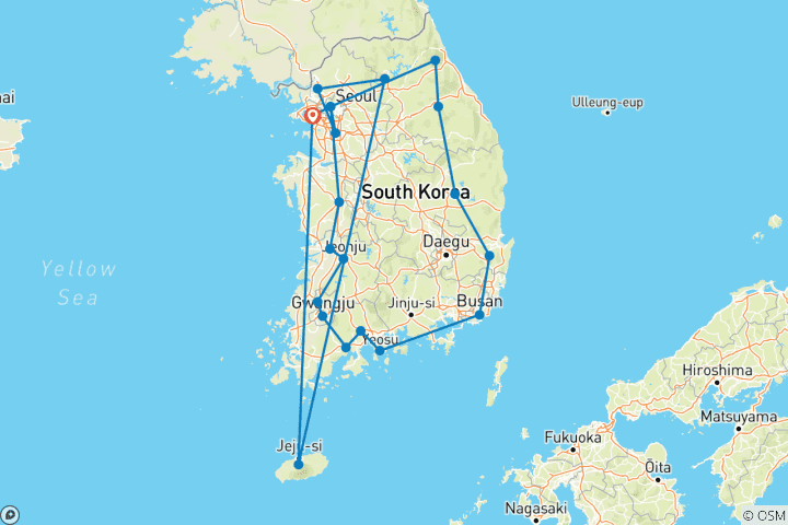 Mapa de 2024 Check-in Corea con la Isla de Jeju en 16 días: Vacaciones de bienestar