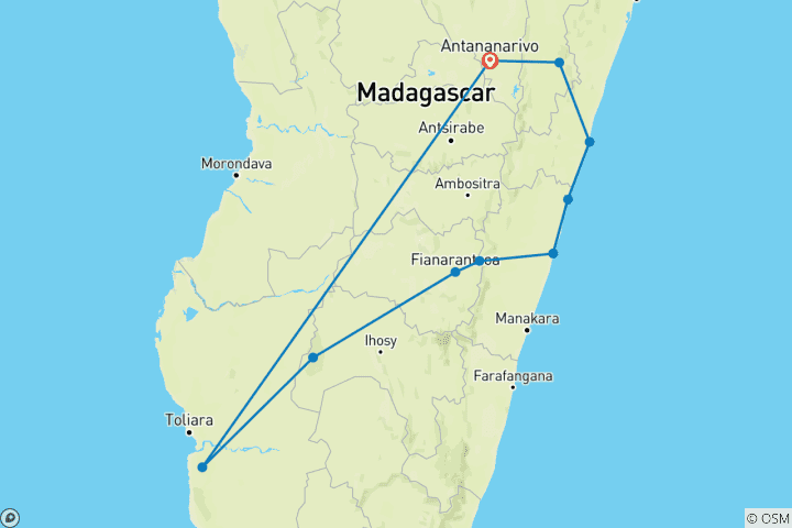 Carte du circuit Croisière Vanille dans le canal des Pangalanes