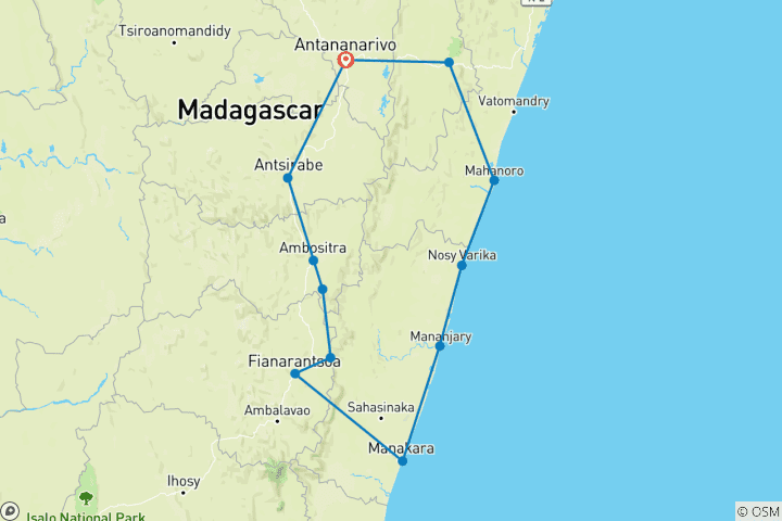 Carte du circuit Découverte de la culture malgache