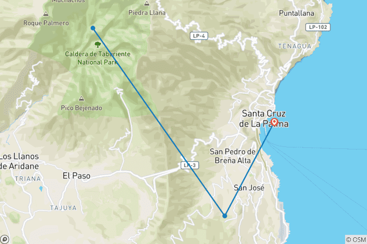 Carte du circuit La Palma pour les célibataires et les personnes voyageant seules (8 jours)
