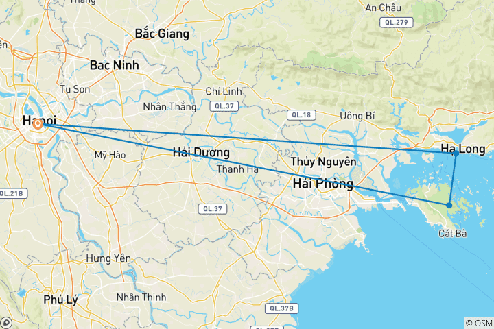 Kaart van 3-Daagse Halong & Lan Ha Bay 5-sterren cruise met balkon & VOLLEDIGE ACTIVITEITEN