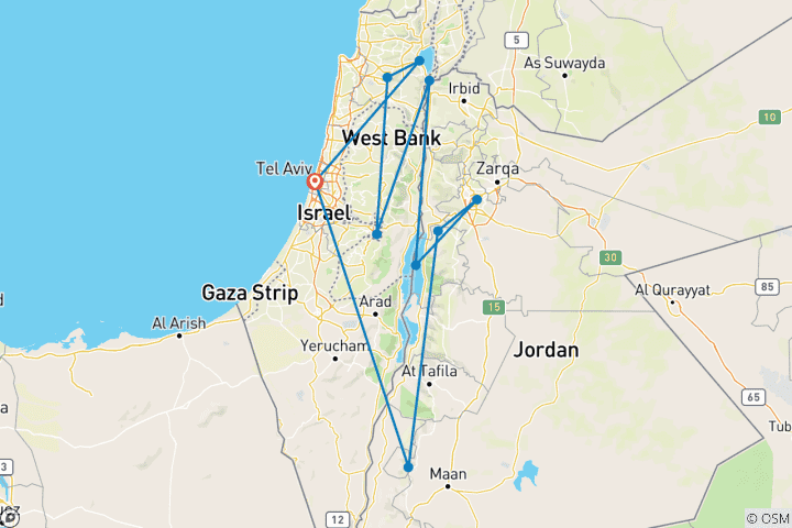 Map of Israel , The Holy Land and Jordan