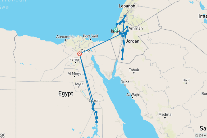 Map of Israel Jordan and Egypt- Moses's Path