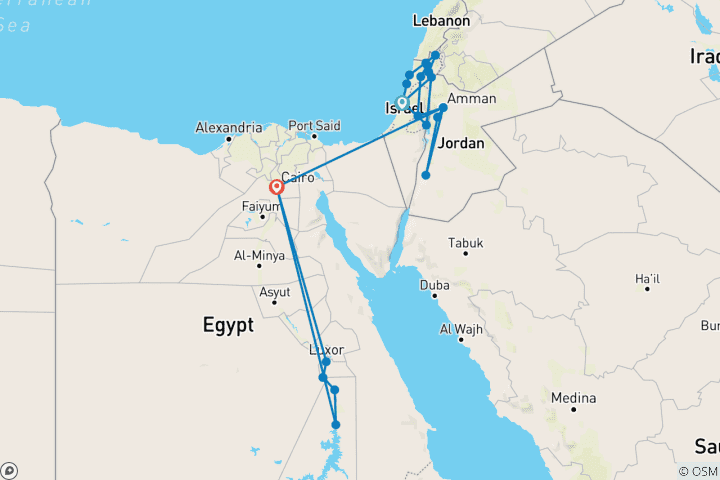 Map of Middle East Highlights- Israel Jordan & Egypt