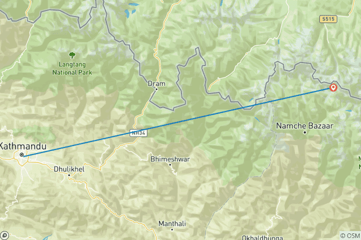 Map of Everest Helicopter Tour with Kalapatthar (5644 m) Landing