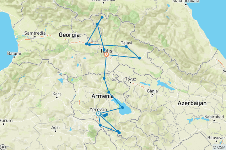 Map of Best of Armenia and Georgia - (Private Tour)