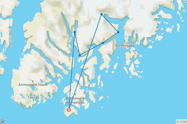 Carte du circuit Trekking du fjord de Karale au fjord de Tasilaq