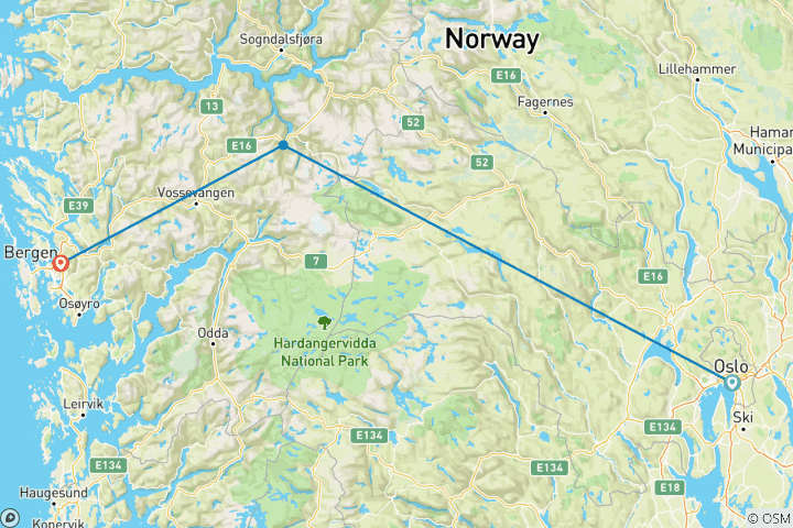 Carte du circuit Vision des Fjords - 7 jours