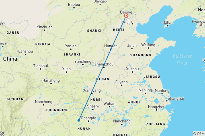 Karte von Von Peking nach Zhangjiajie (mit Hin- und Rückflug) - 3 Tage