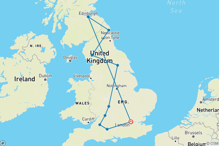 Map of British Royale (Small Groups, End London, 11 Days, Door To Door)