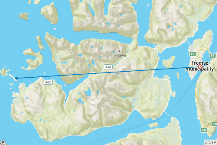 Mapa de Noches polares en Tromsø y la isla de Sommarøy (excursión semi-guiada)