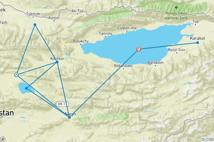 Carte du circuit Expédition hivernale au Kirghizstan (11 jours)