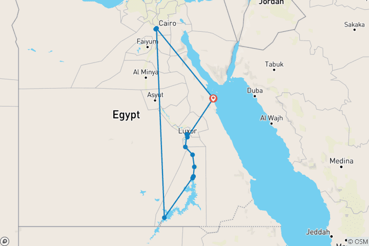 Carte du circuit L'Égypte luxueuse comprend une croisière 5* sur le Nil + Hurgahda Resort